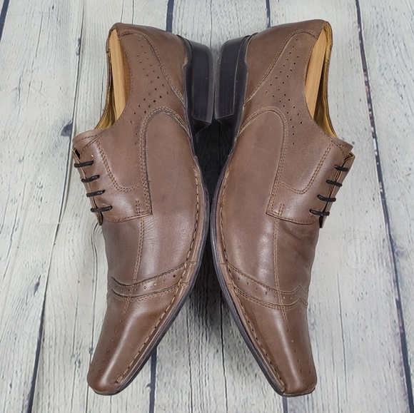 AM SHOE COMPANY | leather lace-up square/snip toe oxford derby shoes - Picture 4 of 13